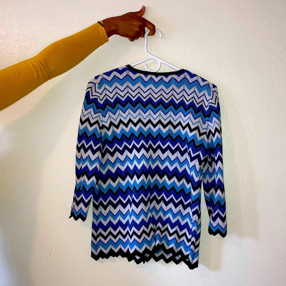 Blue Knit Zigzag Sweater